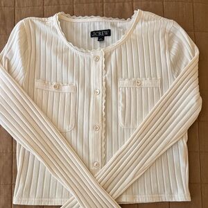 J. Crew Ivory Ribbed Button-Up Cardigan